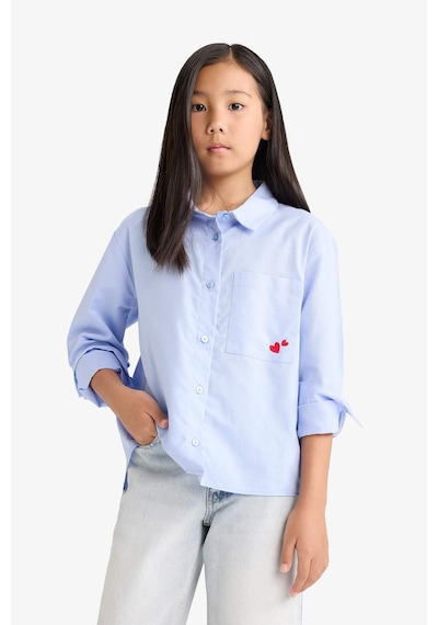 Defacto Oversize Geniş Kalıp Oxford Mavi Kız Çocuk Gömlek F2274a8/be213 Mavi