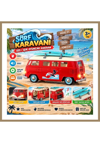 Bezos S01005718 Sörf Karavanı Ses/ışık Oyuncak Karavan 22