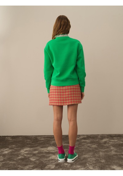 Xint Yeşil Oversize Dik Yaka Pamuklu Sweatshirt 400577