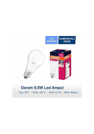 Osram 8.5 Watt Led Ampul 2700K Sarı E27