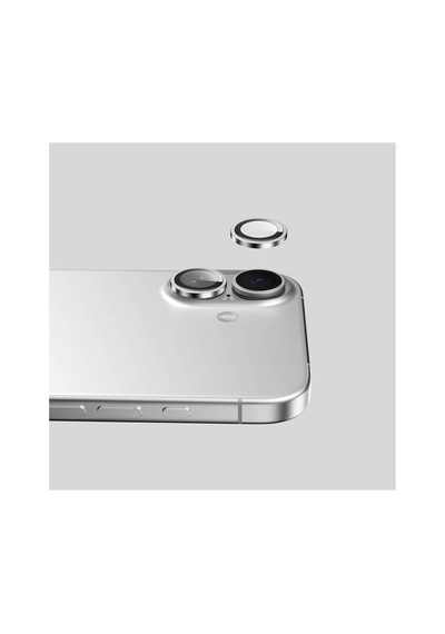 Apple Uyumlu iPhone 17 Metal Çerçeveli Temperli Kamera Lens Koruyucu Gümüş