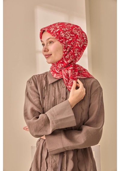 Silk Home Soft Eşarp 73091-31 Kırmızı, Vizon, Beyaz