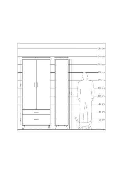 Arges Dolap 4 Raflı 2 Çekmeceli 2 Kapaklı 88x30x221 Çam-çam Çam