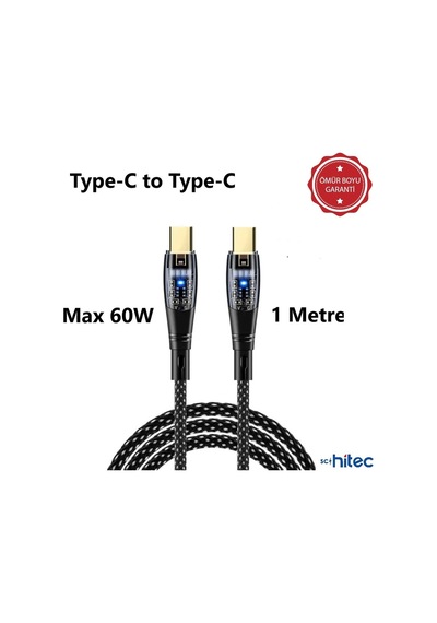 Schitec 6a 60w Type-c To Type-c 1m Hızlı Şarj Kablo Beyaz Yk250s