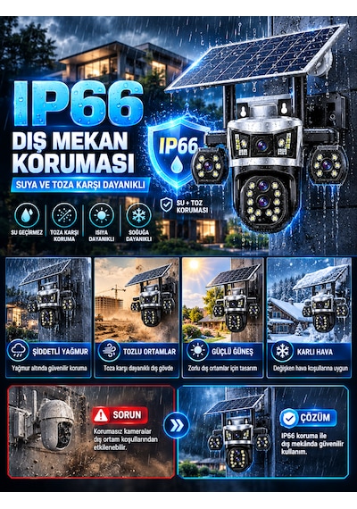 Dobest 4g Sım Kartlı 4k 5 Lensli 8x Zoom Ptz Solar Güvenlik Kamerası V380 Pro Güneş Enerjili Dış Mekan Kamera