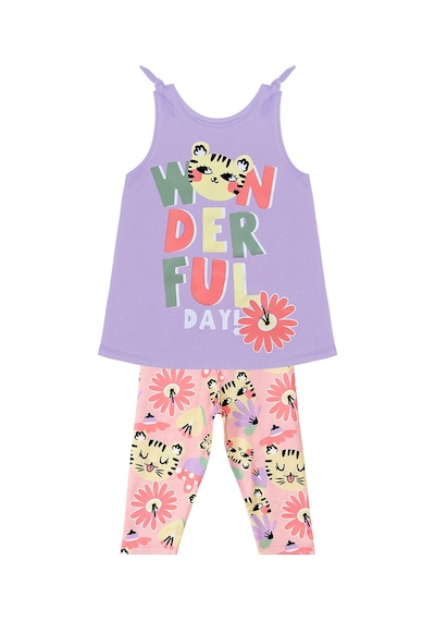 Denokids Wonderful Cat Kız Çocuk Tunik Tayt Takım Çok Renkli