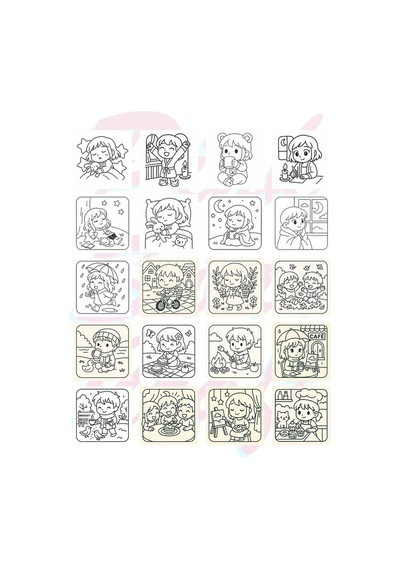 Cozy Anime Chibi Moments Bold And Easy 20x20 Cm Büyük Boyama Kitabı, Çocuklar Ve Yetişkinlere