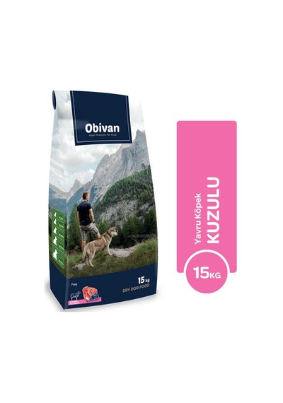Obivan Kuzu Etli Ve Yaban Mersinli Yavru Köpek Maması 15 Kg