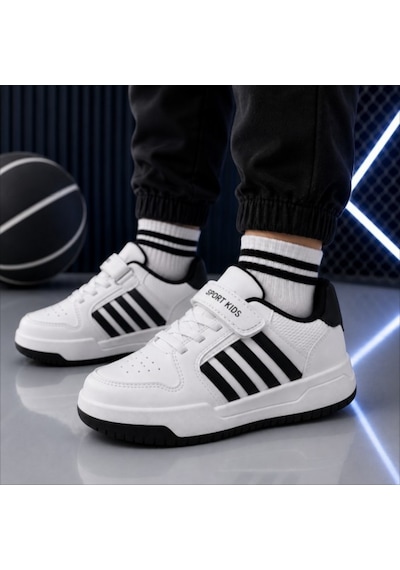 Black Flex Çocuk Cırtlı Sneaker Ayakkabı Beyaz 31-35 57530 Beyaz