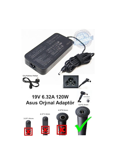 Asus Uyumlu N56 N56V8 N56Vz N56V Adaptör Şarj Aleti 19V 6.3A 120