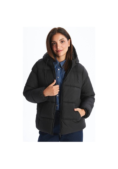 LC Waikiki Lcwaıkıkı Classic Siyah Kapüşonlu Kadın Şişme Mont New Blaçocuk Kız