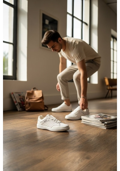 Enoch Erkek Spor Ayakkabı - Rahat Kalıp Hafif Taban Günlük Sneaker Beyaz