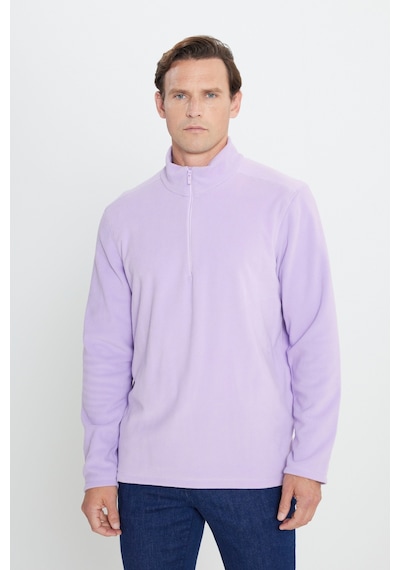 AC&Co / Altınyıldız Classics Anti-Pilling Tüylenme Yapmayan Bato Yaka Erkek Polar Sweatshirt Lila