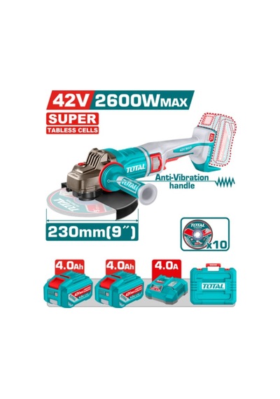 Total Li-ion Akülü 42v Kömürsüz 230mm Akülü Büyük Taşlama Taglı4260182