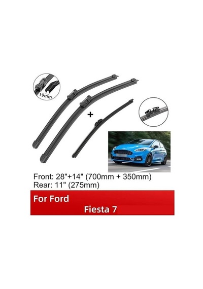 Silecek Süpürgesi Muz Tk 28"+ 4" 700mm+350mm 19mm Butonlu Renault Captur Ford Fıesta 7 17- 1 Tk