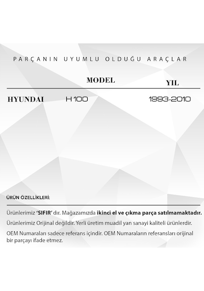 Hyundai H100 İçin Hava Filtre Alt Tapası