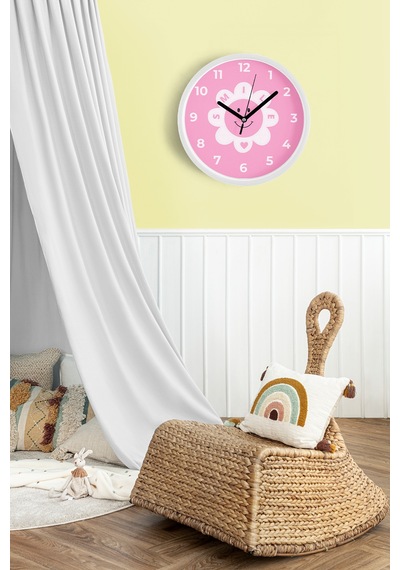 Gülümseyen Güneş Tasarımı Çocuk Odası Duvar Saati - 25cm - Önü Camlı Beyaz Kasa - Sessiz Mekanizma-jh1103 Beyaz