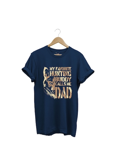 Hunting Avcılık Kurt Poster Baskılı %100 Pamuk Regular Fit Bisiklet Yaka Lacivert T-shirt Lacivert