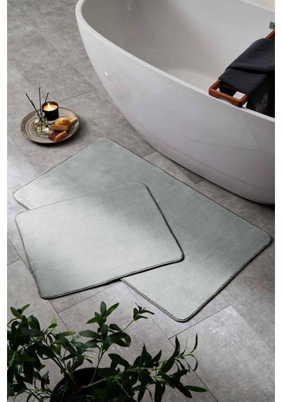 Simple 2'li Banyo Paspası Gri