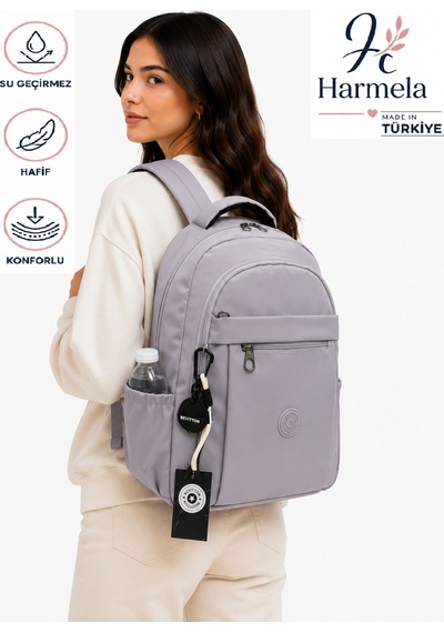 Günlük Sırt Çantası Unisex Suya Dayanıklı Lavanta Renk Okul Çantası 2300 Beyaz - Lila