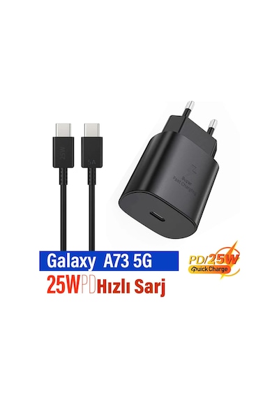 Samsung A73 5g Uyumlu Hızlı Şarj Cihazı Type c 25w Pd 5a Kablo Galaxy A34 Aleti