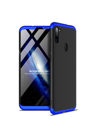 Galaxy A11 Kılıf Zore Ays Kapak Siyah-Mavi