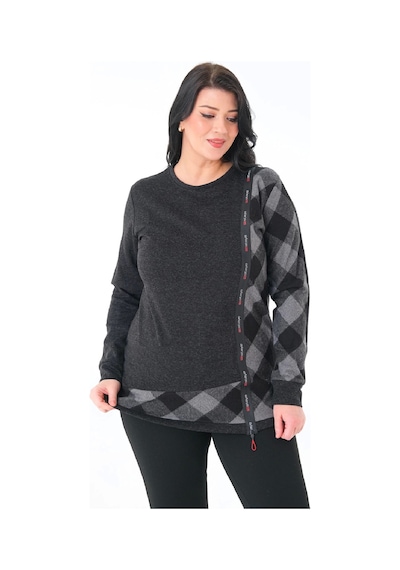 Lady Majestic Kadın Büyük Beden Sweatshirt Antrasit