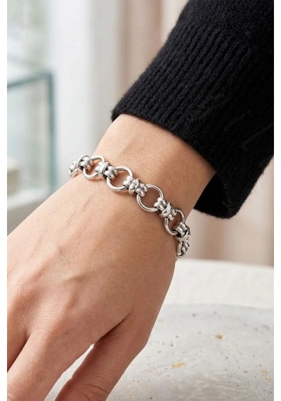 Kalın Örgü Zincir Model Silver Çelik Bileklik Unisex Bileklik Erkek Kadın Bileklik 777 Serisi