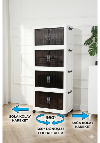 4 Katlı Modüler Dolap, 55 Litre, 360 Tekerlekli, Çok Amaçlı Saklama Ünitesi, Banyo Ve Mutfak Dolabı Beyaz 4 Katlı Modüler Dolap, 55 Litre, 360 Tekerlekli, Çok Amaçlı Saklama Ünitesi, Banyo Ve Mutfak Dolabı Beyaz