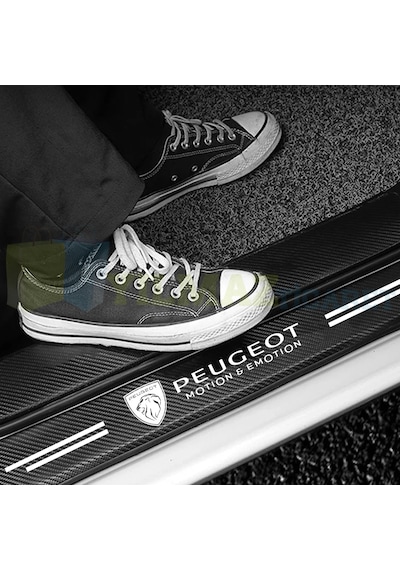Peugeot Karbon Kapı Eşiği Koruma Oto Sticker 4 Parça