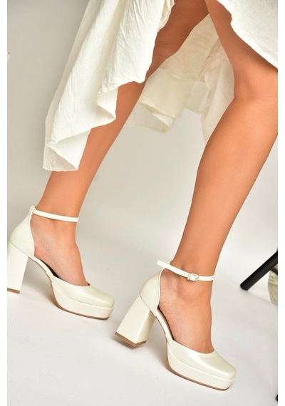Fox Shoes Y246043009 Sedef Kalın Platform Topuklu Abiye Ayakkabı SEDEF