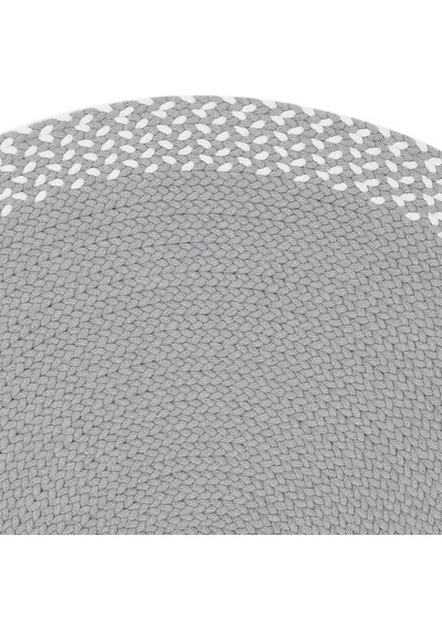 Cool Halı Glenn Gri Krem Oval Pamuklu Kilim El Dokuması Örgü Çift Taraflı Yıkanabilir Mutfak Kilimi