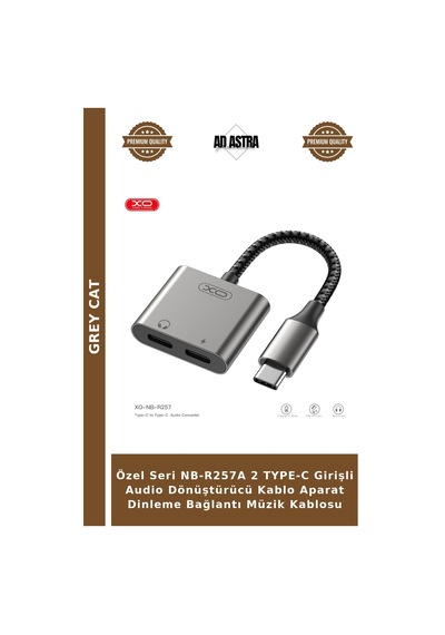 Özel Seri Nb-r257a 2 Type-c Girişli Audio Dönüştürücü Kablo Aparat Dinleme Bağlantı Müzik Kablosu