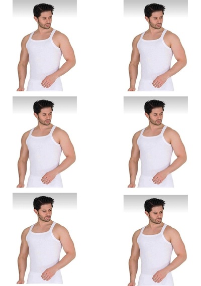 Berrak Erkek Yazlık İnce Askılı Fitilli Kaşkorse Atlet Pamuklu 6'lı Paket 001