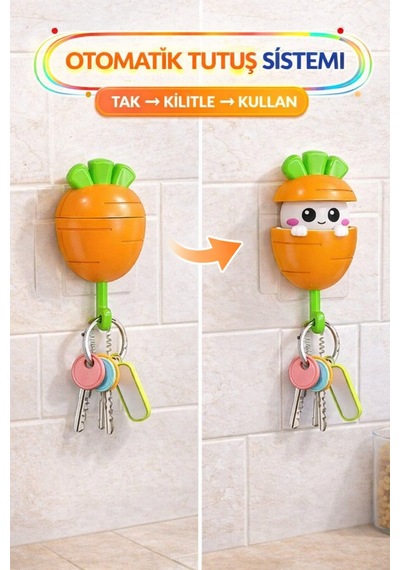 2 Li Havuç Askı Otomatik Açılan Yapışkanlı Duvar Askısı Anahtar Havlu Tutucu Organizer Diğer