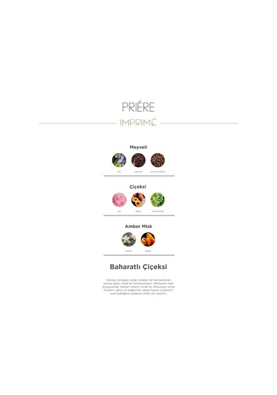 Priére Edp Kadın Parfüm 50ml Baharatlı Ve Çiçeksi Erik, Karanfil, Gül, Şeftali, Vanilya, Amber