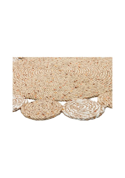 Eko Halı Patna Ptn 03 Natural Whıte Jüt Hasır Görünümlü Hav Toz Vermez Örgü Halı - 150X150