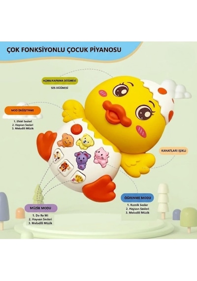 Çok Fonksiyonlu Bebek Piyanosu Sesli Ve Işıklı Aktivite Oyuncağı - 15 Cm