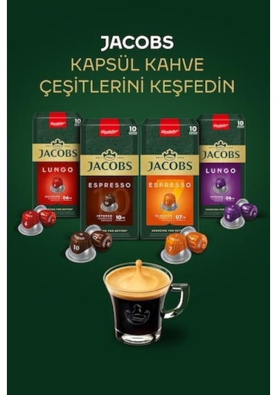 Jacobs Lungo 6 Classico Kapsül Kahve 10 X 10 Paket 100 Adet Nespresso Uyumlu