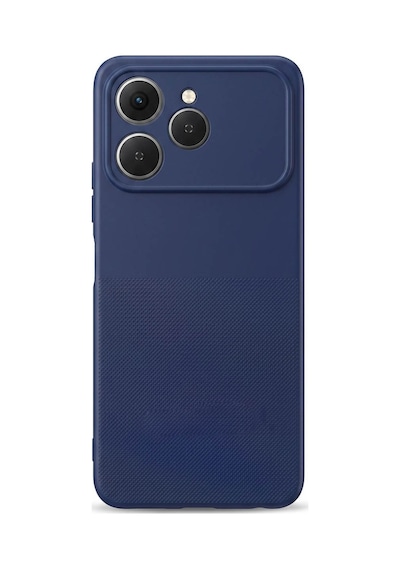 Tecno Spark 40 Uyumlu Kamera Korumalı Silikon Telefon Kılıfı Darbe Emici İçi Kadife Tırtıklı Kaymaz Yüzeyli Yumuşak Kılıf-54283 Lacivert
