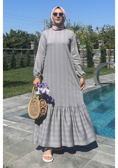 Rabia Şamlı Seda Gri Elbise Normal