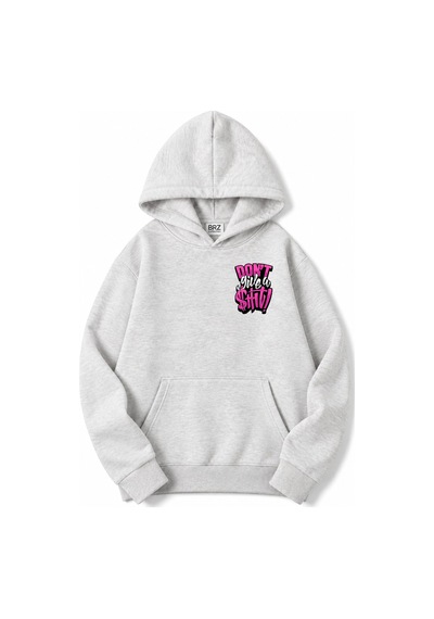 Brz Collection Unisex Oversize Açık Gri Don't Give A Shit Hoodie Açık Gri