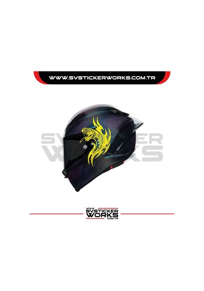 Yılan Sticker Kask Sticker Kasklar Uyumlu Tek Yön 1 Adet Sarı