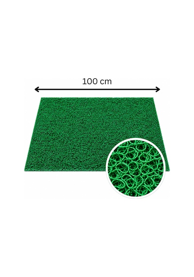 Kıvırcık Paspas 14 Mm 100x100 Cm Yeşil Pvc Kaymaz Tabanlı