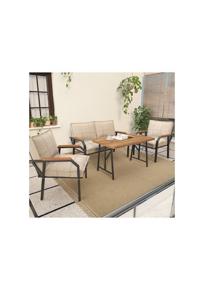 Mygusi Hayal Balkon, Cafe, Metal Kanepe Koltuk Takımı , Bahçe Mobilyası, 2+1+1 + 70x110 Masalı Krem Mygusi Hayal Balkon, Cafe, Metal Kanepe Koltuk Takımı , Bahçe Mobilyası, 2+1+1 + 70x110 Masalı Krem
