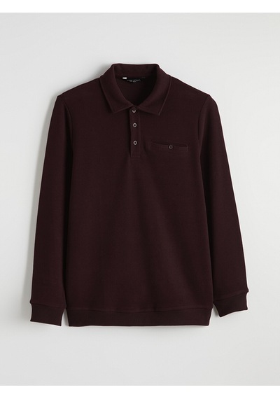Lcwaıkıkı Classic Bordo Polo Yaka Erkek Sweatshirt