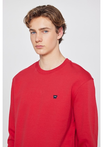 Wrangler Pamuklu Regular Fit Normal Kesim Bisiklet Yaka Logo Detaylı Sweatshirt Kırmızı