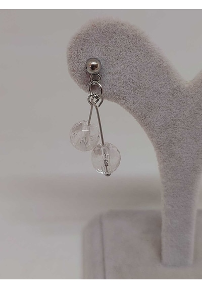 Doğaltaş Silver Çelik Küpe - Kristal Kuvars Taşı Kiraz Serisi 55670 Çok Renkli