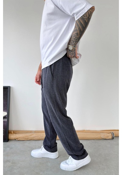 Lacivert Fitilli Basic Relaxed Pantolon