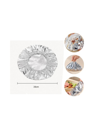 Go İthalat 20 Paket Plastic Cover 10pcs Folyo Çok Amaçlı Tabak - Mini Tencere Bone Kapak Toplamda 20 Gümüş